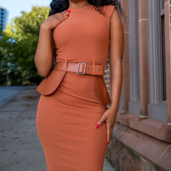 privy Dresses & Skirts - NWT Saddle Up Mesh Midi Dress - Cognac